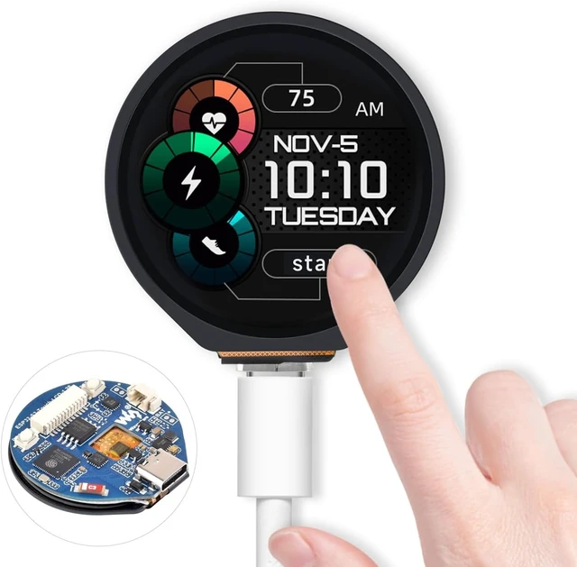 Main image of Waveshare ESP32-S3 Development Board, with 1.28inch Round Touch LCD, Compact Size, Accelerometer and Gyroscope Sensor