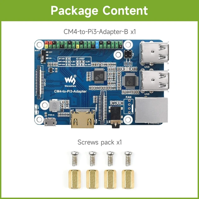 Alt view image 2 of 7 - Waveshare CM4 to 3B Adapter B, Alternative Solution for Raspberry Pi 3 Model B/B+