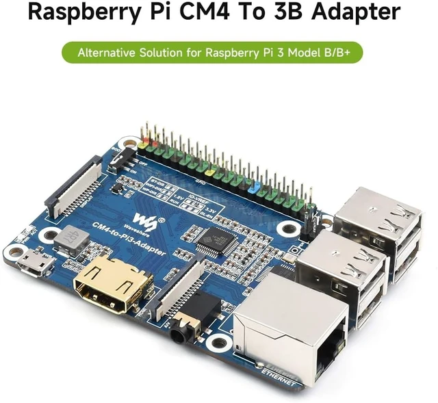 Alt view image 3 of 7 - Waveshare CM4 to 3B Adapter B, Alternative Solution for Raspberry Pi 3 Model B/B+