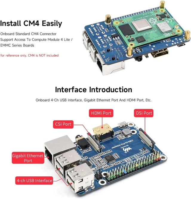 Alt view image 6 of 7 - Waveshare CM4 to 3B Adapter B, Alternative Solution for Raspberry Pi 3 Model B/B+