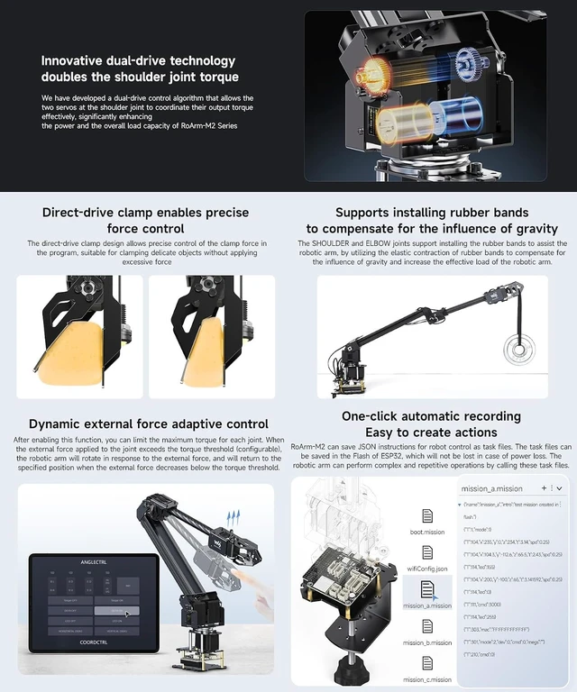 Alt view image 5 of 7 - Waveshare Robotic Arm Kit, Desktop Robot Kit, High-Torque Serial Bus Servo, Based On ESP32, 4-DOF, Supports Flexible Expansion and Secondary Development, Wireless Control