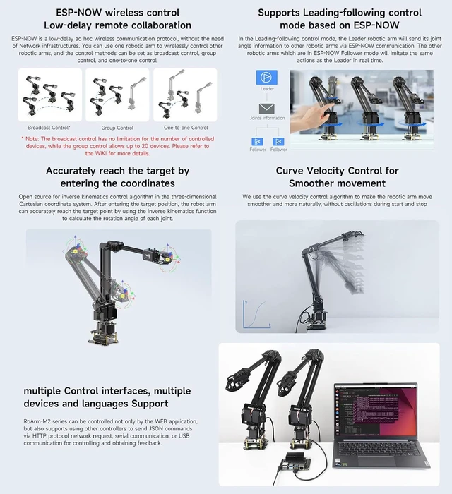 Alt view image 6 of 7 - Waveshare Robotic Arm Kit, Desktop Robot Kit, High-Torque Serial Bus Servo, Based On ESP32, 4-DOF, Supports Flexible Expansion and Secondary Development, Wireless Control