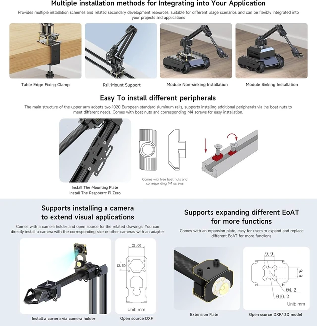Alt view image 7 of 7 - Waveshare Robotic Arm Kit, Desktop Robot Kit, High-Torque Serial Bus Servo, Based On ESP32, 4-DOF, Supports Flexible Expansion and Secondary Development, Wireless Control