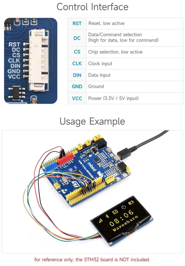 Alt view image 5 of 7 - Waveshare 2.42inch OLED Display Module, 128×64 Resolution, SPI / I2C Communication, Yellow Version