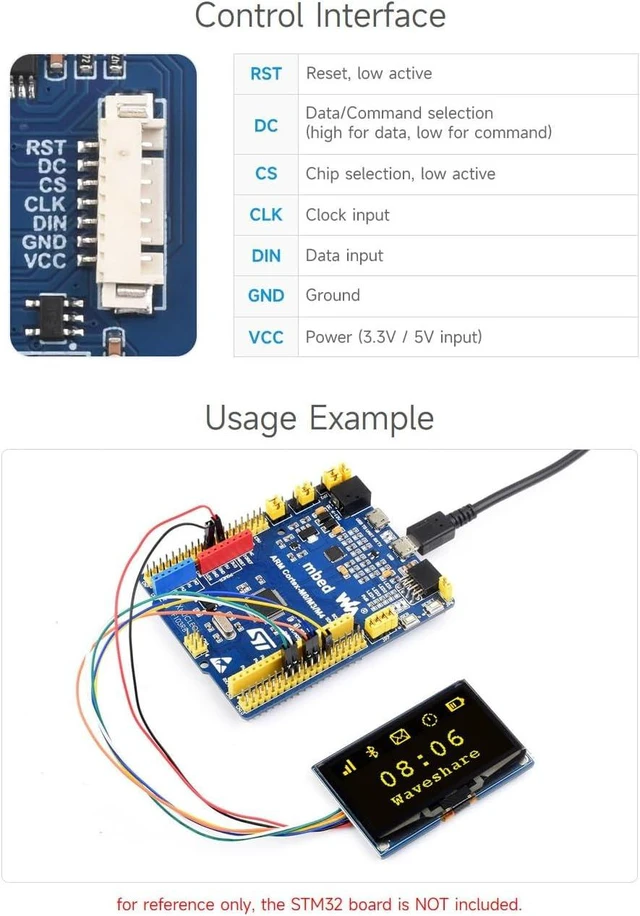 Alt view image 5 of 7 - Waveshare 2.42inch OLED Display Module, 128×64 Resolution, SPI / I2C Communication, White Version