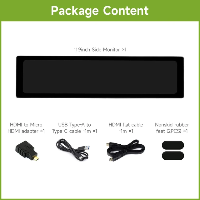 Alt view image 2 of 7 - Waveshare 11.9inch IPS Display, Compatible with Raspberry Pi 5/4B/3B+/3A+/2B/Zero 2W CM3+/4, 5-Point Touch,Driver Free,Dual-Track Speaker,Software Brightness Adjustment,NO Touch Function