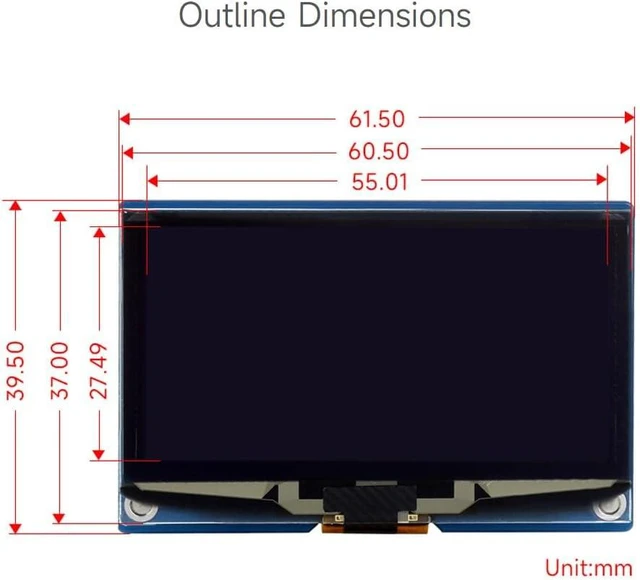 Alt view image 7 of 7 - Waveshare 2.42inch OLED Display Module, 128×64 Resolution, SPI / I2C Communication, White Version