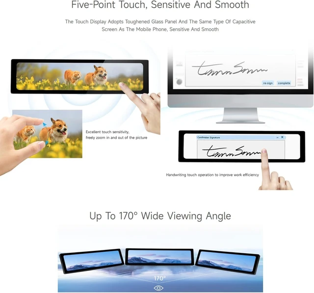Alt view image 6 of 7 - waveshare 11.9inch IPS Display, Compatible with Raspberry Pi 5/4B/3B+/3A+/2B/B+/A+/Zero/Zero W/WH/Zero 2W CM3+/4, 5-Point Touch, No Driver Required, with Touch Function
