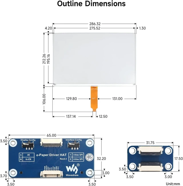 Alt view image 7 of 7 - Waveshare 13.3inch E-Ink Display HAT (K) for Raspberry Pi, SPI Interface, Low Power Consumption, Wide Viewing Angle, Paper-Like Displaying Without Electricity