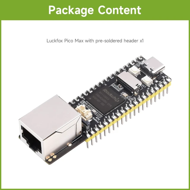 Alt view image 2 of 6 - Waveshare Luckfox Pico Max RV1106 Linux Micro Development Board, Integrates ARM Cortex-A7/RISC-V MCU/NPU/ISP Processors-256MB Memory, with Pre-soldered Header