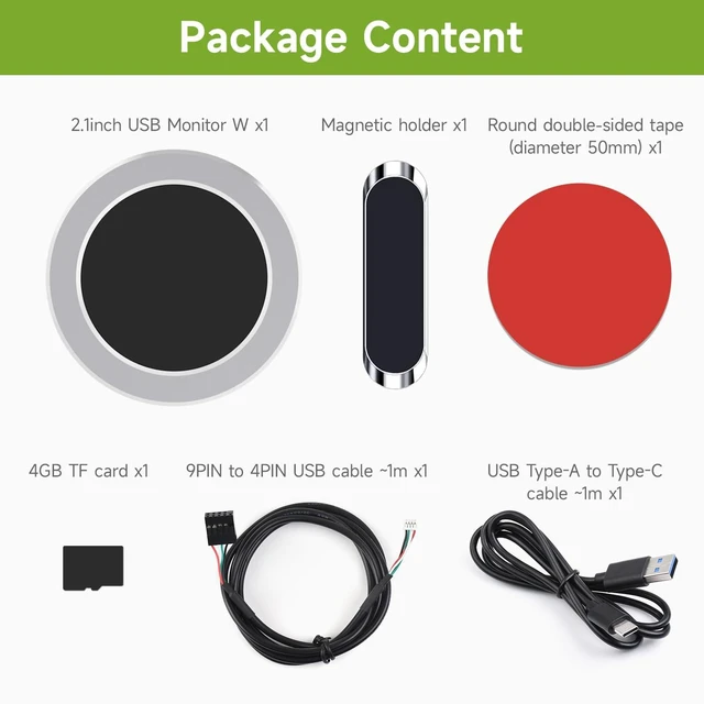 Alt view image 2 of 7 - Waveshare 2.1inch CPU/GPU Cooler Round LCD Display, AIO Computer Temp Monitor for Water Cooling Systems, PC Sensor Panel for PC Computer Accessories in Side Prebuilt Gaming PC Parts, Silver