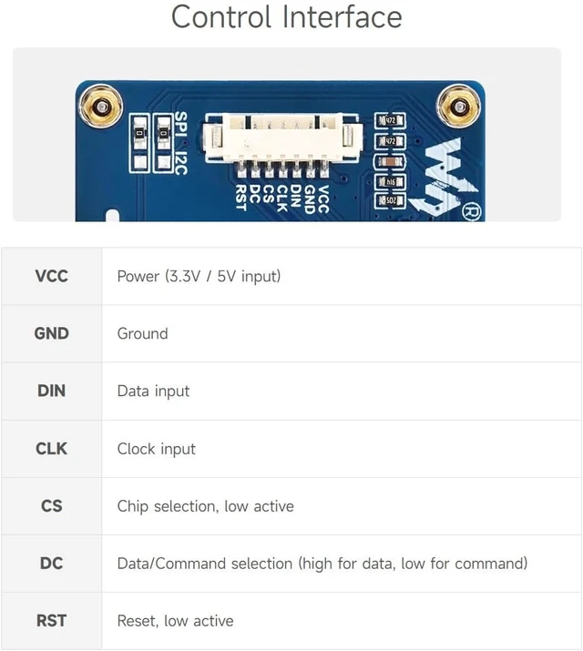 Alt view image 5 of 7 - Waveshare 1.54inch OLED Display Module, 128×64 Resolution, SPI / I2C Communication, White Display Color