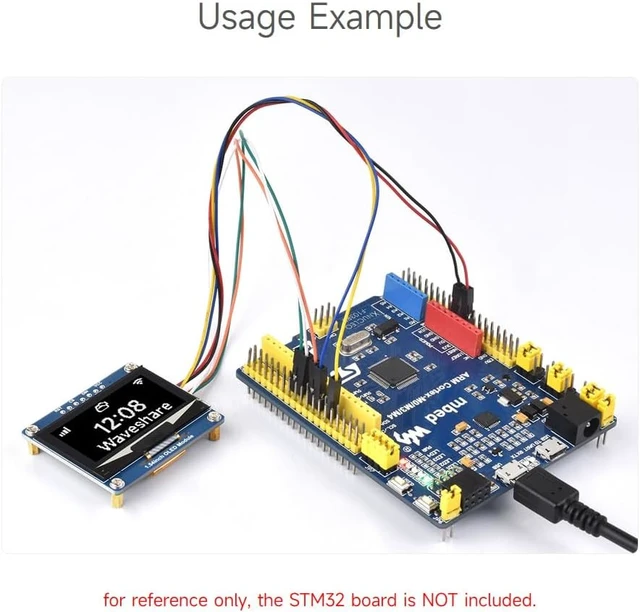 Alt view image 7 of 7 - Waveshare 1.54inch OLED Display Module, 128×64 Resolution, SPI / I2C Communication, White Display Color