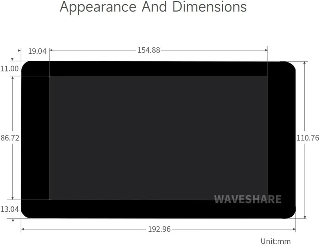 Alt view image 6 of 6 - Waveshare 7inch Capacitive Touch IPS Display Compatible with Raspberry Pi 5/4B/3B+/3A+/CM3+/4 1024×600 Resolution DSI Interface
