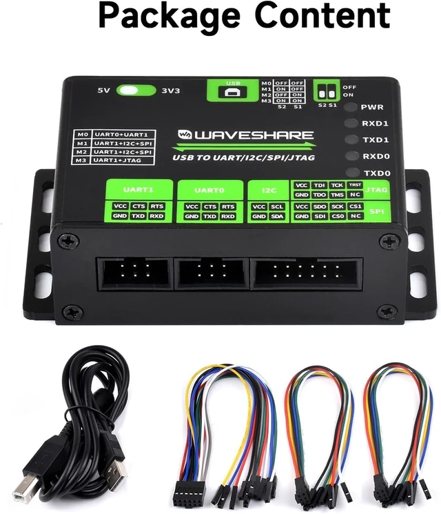 Alt view image 2 of 7 - waveshare USB to UART/I2C/SPI/JTAG Converter, Supports Multiple Interfaces, Compatible with 3.3V and 5V, Multiple Systems Support, Support Linux (Only for Raspberry Pi)