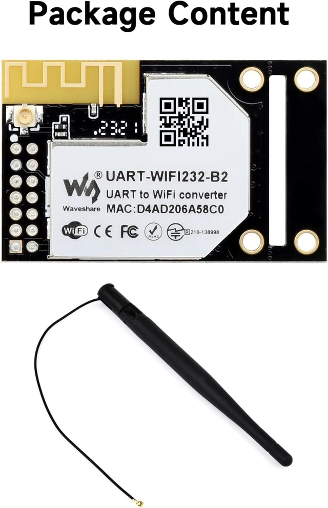 Alt view image 2 of 7 - Waveshare Industrial WiFi & Ethernet Module, UART to WiFi & Ethernet, Small Size, 1 Port
