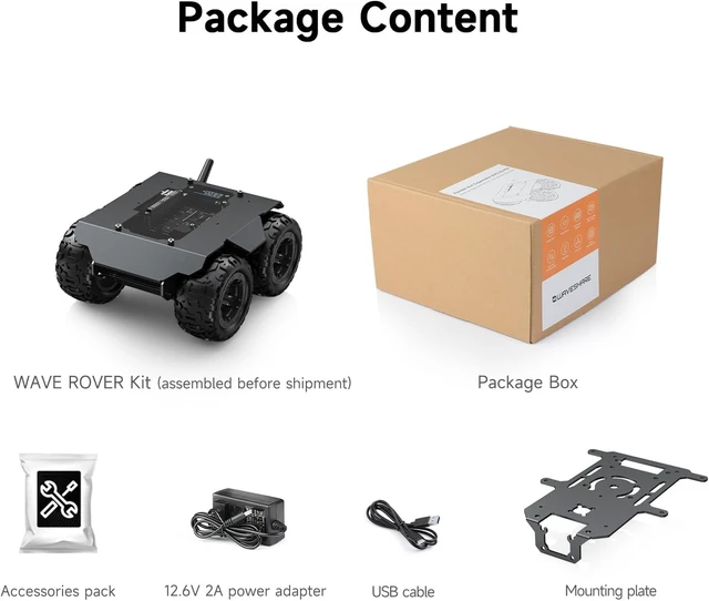Alt view image 2 of 7 - waveshare Wave Rover Flexible and Expandable 4WD Mobile Robot Chassis, Full Metal Body, Multiple Hosts Support, with Onboard ESP32 Module