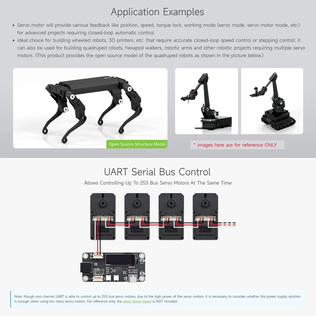 Alt view image 4 of 7 - Waveshare 20kg.Cm Bus Servo Motor, 106PRM High Speed, Large Torque, with 360 Degrees High Precision Magnetic Encoder, Two-Way Feedback, Servo/Motor Mode Switchable
