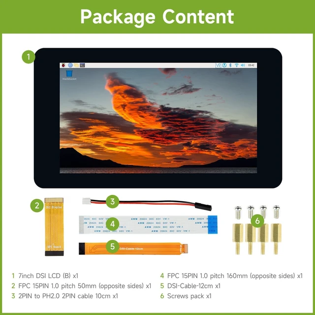 Alt view image 2 of 7 - Waveshare 7inch Capacitive Touch Display, 800×480, Supports Raspberry Pi 5/4B/3B+/3A+/3B/2B/B+/A+, CM3/3+/4, Without Case