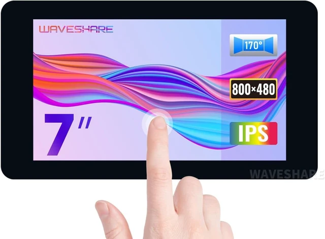 Main image of Waveshare 7inch Capacitive Touch Display, 800×480, Supports Raspberry Pi 5/4B/3B+/3A+/3B/2B/B+/A+, CM3/3+/4, Without Case