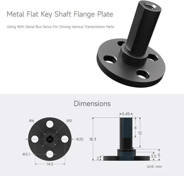 Alt view image 2 of 7 - Waveshare Metal Flat Key Shaft Flange Plate, Suitable for Using with Serial Bus Servo, Compatible with Various Transmission Parts