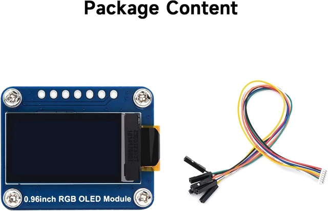 Alt view image 2 of 7 - Waveshare 0.96inch RGB OLED Display Module, Compatible with Raspberry Pi, 64×128 Resolution, 65K Colors, SPI Interface