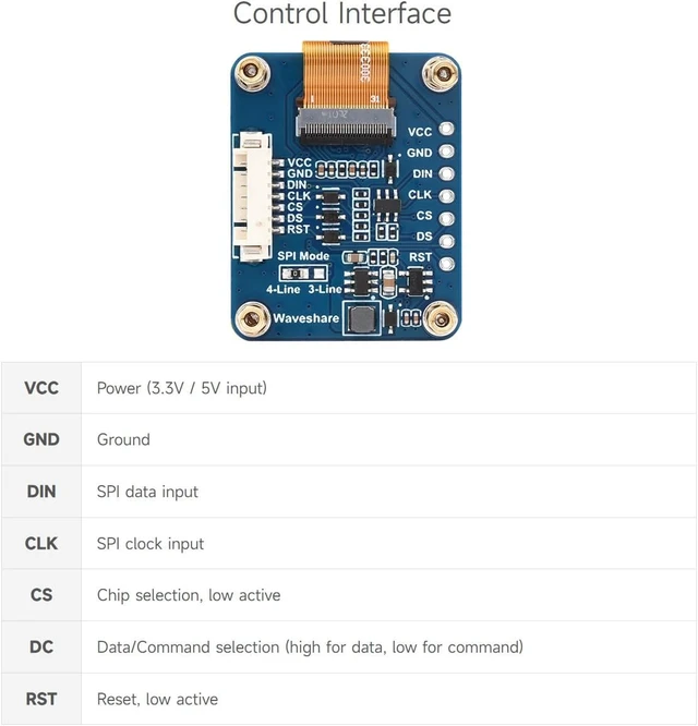 Alt view image 5 of 7 - Waveshare 0.96inch RGB OLED Display Module, Compatible with Raspberry Pi, 64×128 Resolution, 65K Colors, SPI Interface