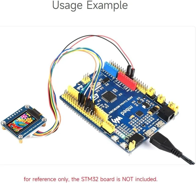 Alt view image 7 of 7 - Waveshare 0.96inch RGB OLED Display Module, Compatible with Raspberry Pi, 64×128 Resolution, 65K Colors, SPI Interface