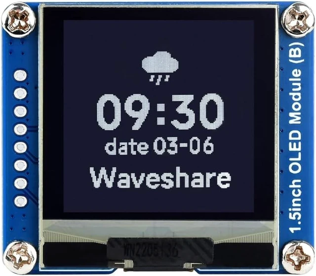 Main image of Waveshare 1.5inch OLED Display Module, 128×128 Resolution, SPI / I2C Communication, Black/White Display Color