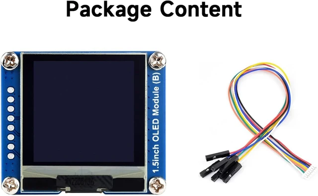 Alt view image 2 of 7 - Waveshare 1.5inch OLED Display Module, 128×128 Resolution, SPI / I2C Communication, Black/White Display Color