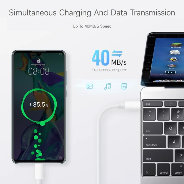 Alt view image 4 of 7 - Type-C to Type-C 100W Fast Charging Data Cable, 1m Cable Length, Supports 5A High Current, Supports Simultaneous Charging and Data Transmission, Built in E-Marker Chip