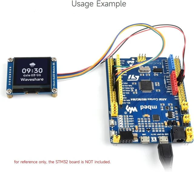 Alt view image 7 of 7 - Waveshare 1.5inch OLED Display Module, 128×128 Resolution, SPI / I2C Communication, Black/White Display Color