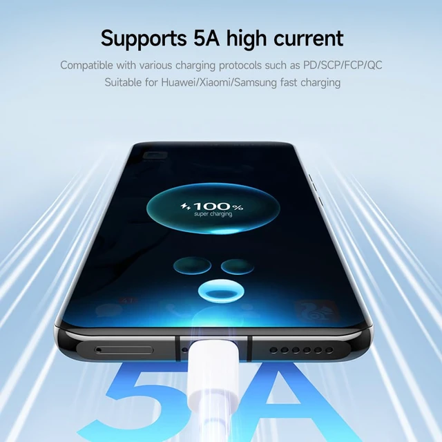 Alt view image 5 of 7 - Type-C to Type-C 100W Fast Charging Data Cable, 1m Cable Length, Supports 5A High Current, Supports Simultaneous Charging and Data Transmission, Built in E-Marker Chip