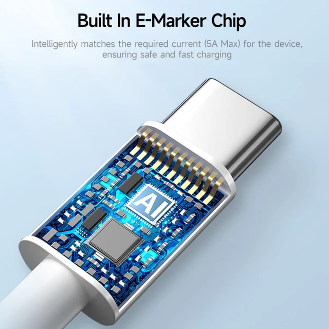Alt view image 7 of 7 - Type-C to Type-C 100W Fast Charging Data Cable, 1m Cable Length, Supports 5A High Current, Supports Simultaneous Charging and Data Transmission, Built in E-Marker Chip