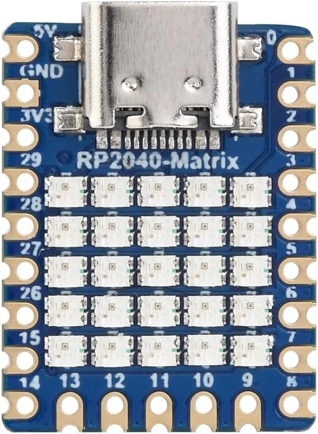 Main image of Waveshare RP2040-Matrix Development Board, Onboard 5x5 RGB LED Matrix, Dual-Core RP2040 Processor, USB 1.1, I2C, GPIO, Infrared, Single-Board Computer