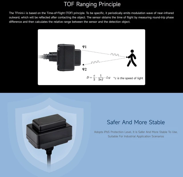 Alt view image 5 of 7 - Waveshare TFmini Plus Laser Ranging Sensor, 12m Ranging Distance, High Frame Rate, Small Blind Zone, High Accuracy