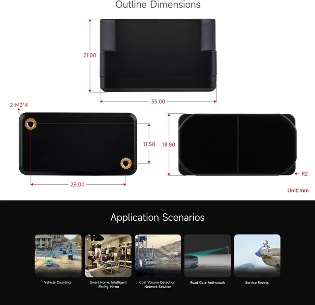 Alt view image 7 of 7 - Waveshare TFmini Plus Laser Ranging Sensor, 12m Ranging Distance, High Frame Rate, Small Blind Zone, High Accuracy, Laser Ranging Module