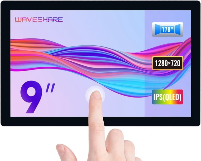 Main image of waveshare 9inch QLED Quantum Dot Display, 1280×720, Compatible with Raspberry Pi 5/4B/3B/Zero/Zero W/Zero 2W/Pico/Pico W/Pico WH, Supports Windows 11/10/8.1/8/7