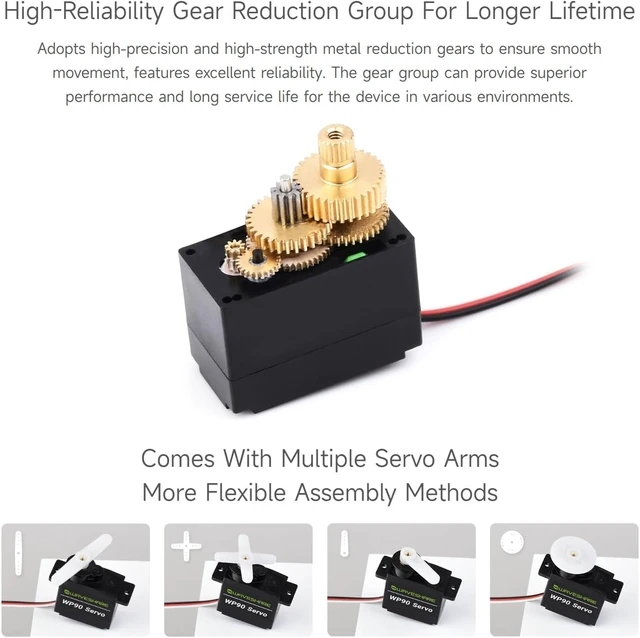 Alt view image 6 of 7 - Waveshare High-Reliability 180° Copper Gear Digital Servo, 2.3kg.Cm Large Torque, Compact Size & Lightweight