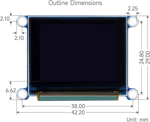 Alt view image 4 of 7 - Waveshare 1.27inch RGB OLED Display Module, 128×96 Resolution, 262K Colors, SPI Interface