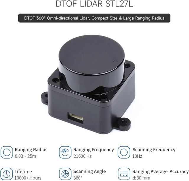 Alt view image 3 of 7 - Waveshare DTOF Laser Lidar Sensor STL27L, 360° Omni-Directional Lidar, UART Bus