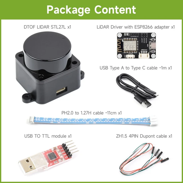 Alt view image 2 of 7 - Waveshare DTOF Laser Lidar Sensor STL27L, 360° Omni-Directional Lidar, UART Bus
