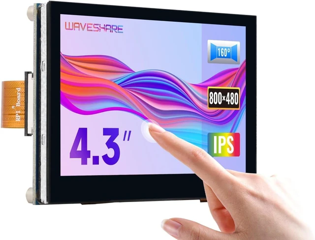 Main image of waveshare 4.3inch QLED Display, Compatible with Raspberry Pi 5/4B/3B+/3A+/3B/2B/B+/A+/CM3/3+/4, DSI Interface, 800 × 480 Resolution, Integrated Structure,