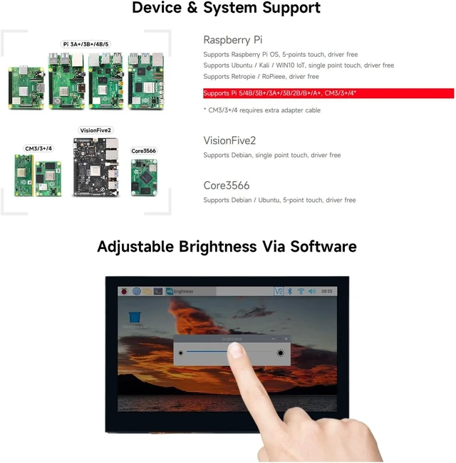 Alt view image 4 of 7 - waveshare 4.3inch QLED Display, Compatible with Raspberry Pi 5/4B/3B+/3A+/3B/2B/B+/A+/CM3/3+/4, DSI Interface, 800 × 480 Resolution, Integrated Structure,