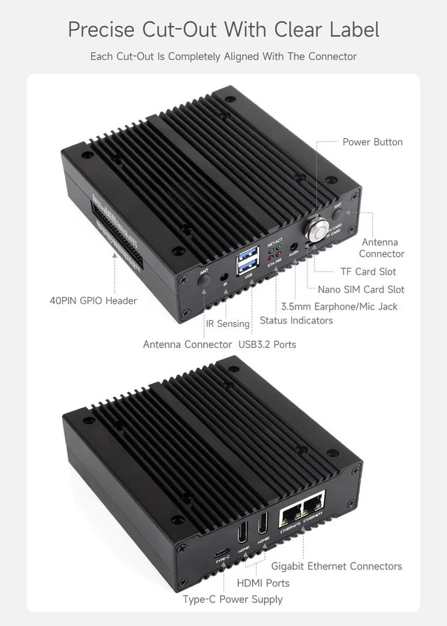 Alt view image 6 of 7 - waveshare NAS Multi-Functional Mini-Computer Designed for Raspberry Pi Compute Module 4 (NOT Included), Network Storage, 4G Network, Metal Case
