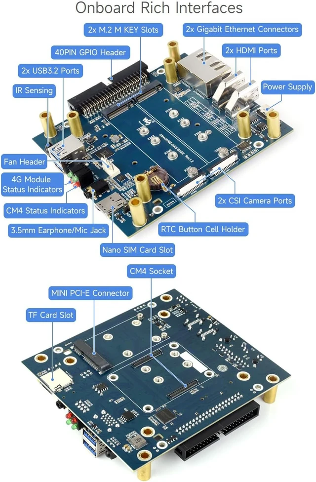 Alt view image 5 of 7 - waveshare NAS Multi-Functional Mini-Computer Designed for Raspberry Pi Compute Module 4 (NOT Included), Network Storage, 4G Network, Metal Case