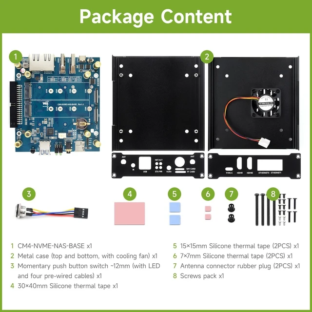 Alt view image 2 of 7 - waveshare NAS Multi-Functional Mini-Computer Designed for Raspberry Pi Compute Module 4 (NOT Included), Network Storage, 4G Network, Metal Case