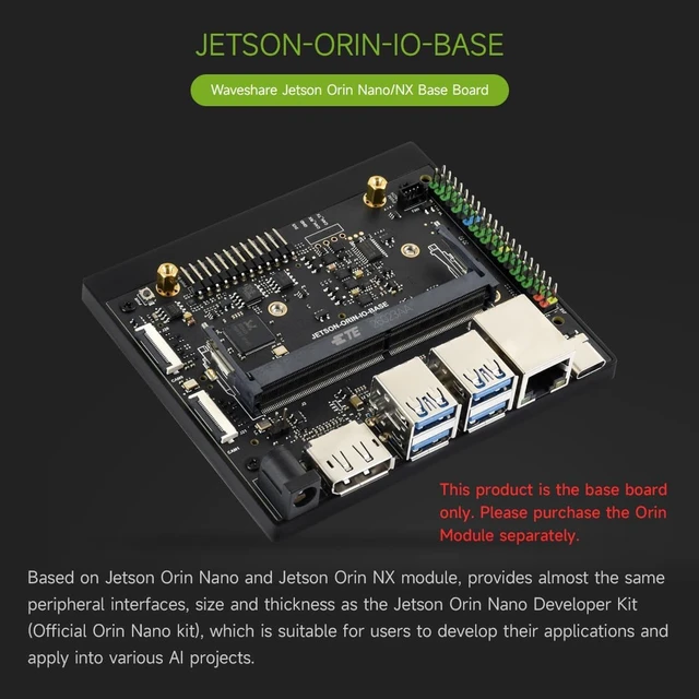 Alt view image 4 of 7 - Waveshare Jetson Orin Nano/NX AI Development Board, Based On Jetson Orin Nano and Jetson Orin NX Module, Compatible with Jetson Orin Super Carrier Board