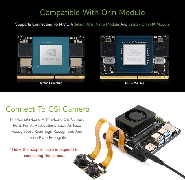 Alt view image 5 of 7 - Waveshare Jetson Orin Nano/NX AI Development Board, Based On Jetson Orin Nano and Jetson Orin NX Module, Compatible with Jetson Orin Super Carrier Board