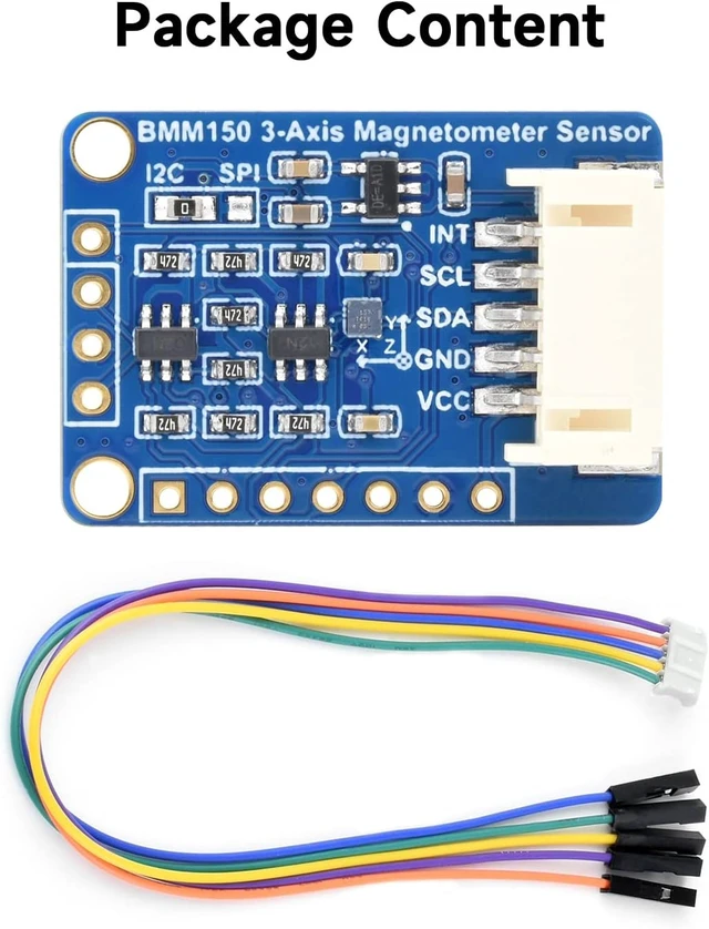 Alt view image 2 of 7 - Waveshare BMM150 3-Axis Magnetometer Sensor, Compatible with Raspberry Pi 5/4B/3B/Zero/Zero W/Zero 2W/Pico/Pico W/Pico WH, Digital Compass Sensor, Magnetic Field Measurement